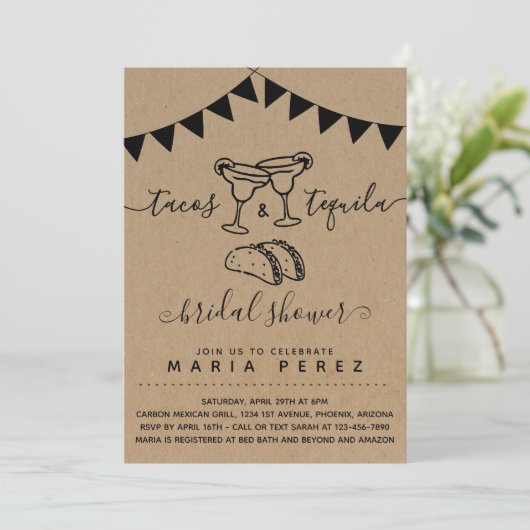 Tacos & Tequila Bruiloftsfeest voor koppels Kaart (Staand voorkant)