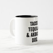 Tacos Tequila en Akbash Dog Funny Tweekleurige Koffiemok (Voorkant links)