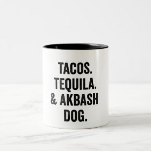 Tacos Tequila en Akbash Dog Funny Tweekleurige Koffiemok