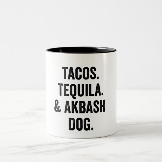 Tacos Tequila en Akbash Dog Funny Tweekleurige Koffiemok (Center)