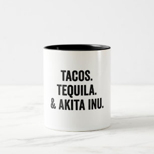 Tacos Tequila en Akita Inu Funny Dog Tweekleurige Koffiemok