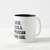Tacos Tequila en American Eskimo Dog Funny Tweekleurige Koffiemok (Voorkant rechts)