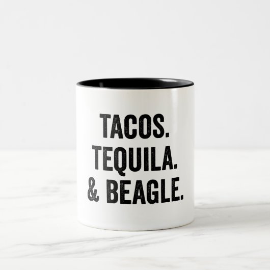 Tacos Tequila en Beagle Funny Tweekleurige Koffiemok (Center)