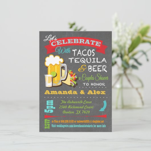 Tacos, Tequila en Beer Fiesta-stellen Kaart (Staand voorkant)