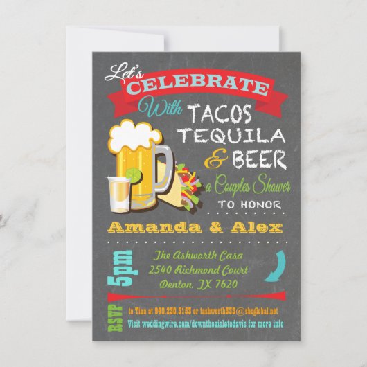 Tacos, Tequila en Beer Fiesta-stellen Kaart (Voorkant)