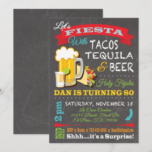 Taco's, tequila en bier voor Dan Kaart (Voorkant / Achterkant)