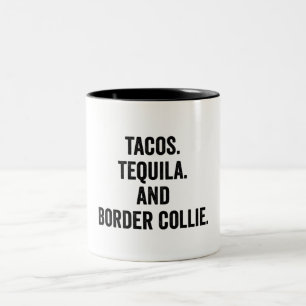 Tacos Tequila en Border Collie Funny Tweekleurige Koffiemok
