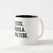 Tacos Tequila en Maltees Tweekleurige Koffiemok (Voorkant rechts)