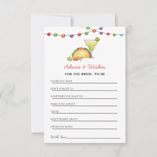 Tacos & Tequila Fiesta Bruiloft cadeau Advies & We Kaart (Voorkant)