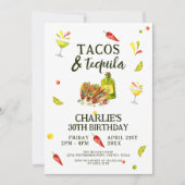Tacos & Tequila Fun Summer Tropical Birthday Party Kaart (Voorkant)