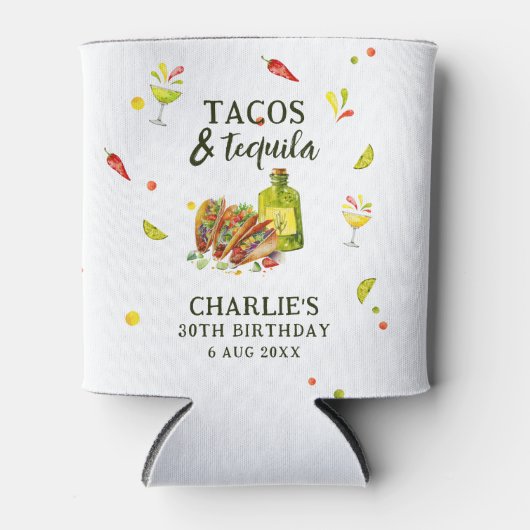 Tacos & Tequila Leuke Zomer Tropische Verjaardag Blikjeskoeler (Voorkant)