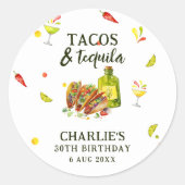 Tacos & Tequila Leuke Zomer Tropische Verjaardag Ronde Sticker (Voorkant)