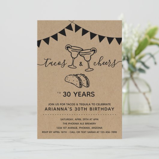 Tacos & Tequila Margarita Birthday Party - Elke le Kaart (Staand voorkant)