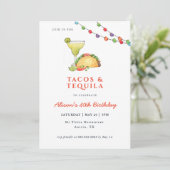 Taco's & Tequila Margarita Birthday Uitnodiging (Staand voorkant)