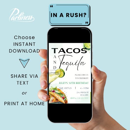 Tacos & Tequila Margarita Verjaardagsfeestje voor  Kaart