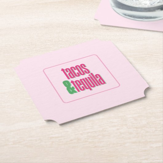 Tacos Tequila Mexicaans Thema Kartonnen Onderzetters (Gekanteld)