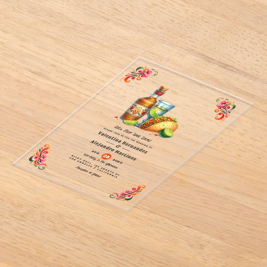 Tacos & Tequila Mexicaanse Fiesta bruiloft transpa Acryl Uitnodigingen (Laagn)