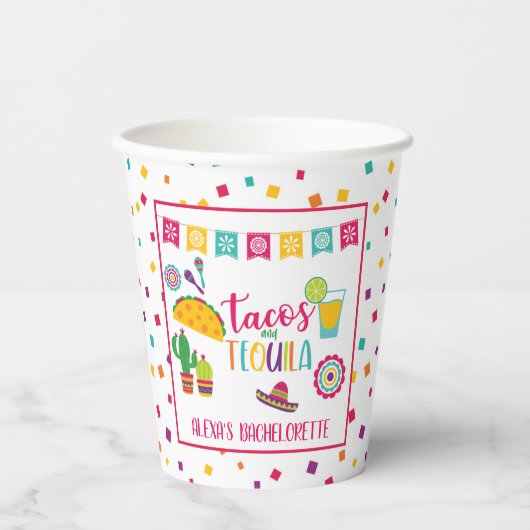 Tacos & Tequila Paper Cup - Wh Papieren Bekers (Voorkant)