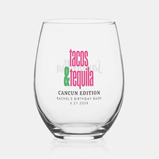 Tacos Tequila Wijn Glas (Voorkant)