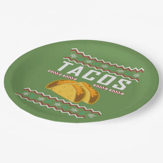Tacos Ugly KerstSweater Papieren Bordje (Gekanteld)