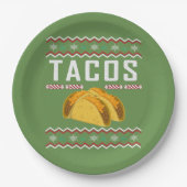 Tacos Ugly KerstSweater Papieren Bordje (Voorkant)