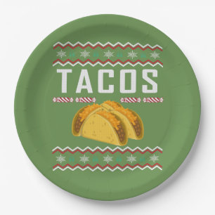 Tacos Ugly KerstSweater Papieren Bordje