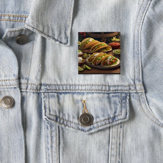 Taco's Vierkante Button 5,1 Cm (In situ)