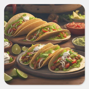 Tacos Vierkante Sticker