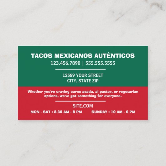 Tacos Visitekaartje (Achterkant)