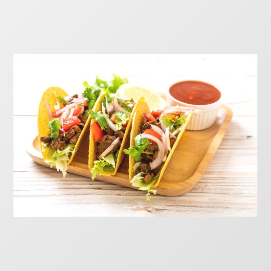 Taco's Vlees Mexicaans Eten Afbeelding Restaurant Raamsticker (Vel)