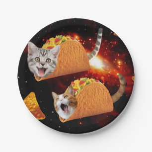 taco's voor katten in de ruimte papieren bordje