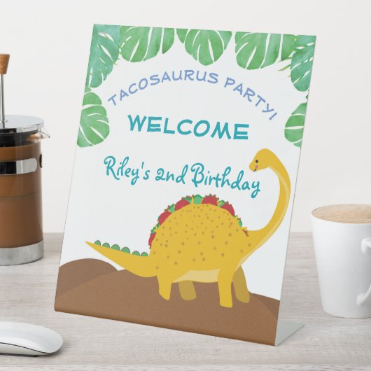 Tacosaurus Birthday Party - dinosaurus en tacos! Reclamebord Met Voetstuk (Insitu)