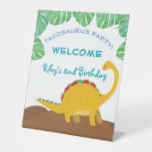 Tacosaurus Birthday Party - dinosaurus en tacos! Reclamebord Met Voetstuk (Voorkant)