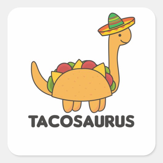 Tacosaurus Cinco De Mayo Dinosaur Funny Dino Vierkante Sticker (Voorkant)