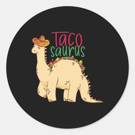 Tacosaurus Funny Cinco de Mayo Taco Dinosaur Lover Ronde Sticker (Voorkant)
