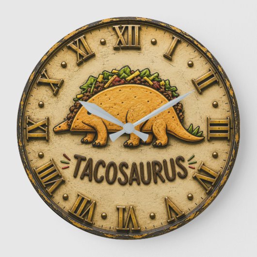Tacosaurus Funny Taco Dinosaur Grote Klok (Voorkant)