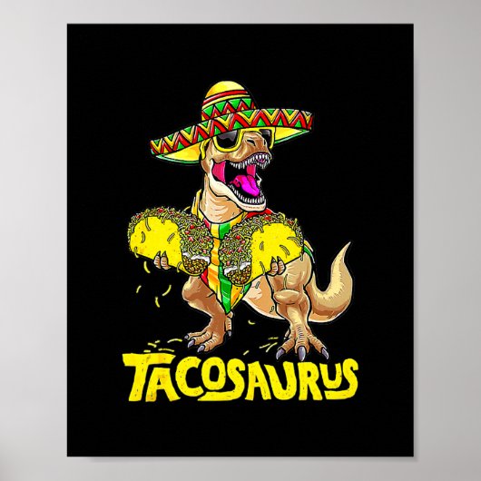Tacosaurus Rex Dinosaur Taco Kinder Partij Funny Poster (Voorkant)
