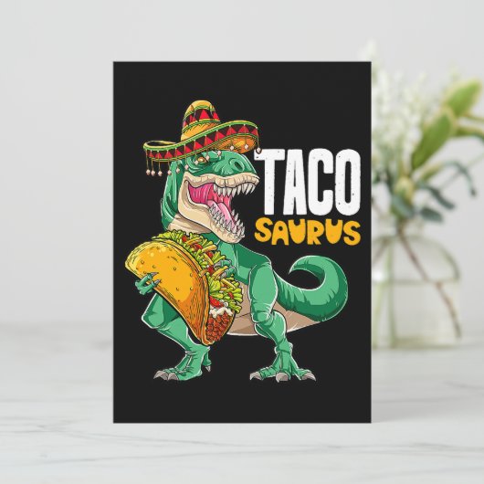Tacosaurus Shirt Taco Cinco de Mayo Dinosaur T Rex Kaart (Staand voorkant)
