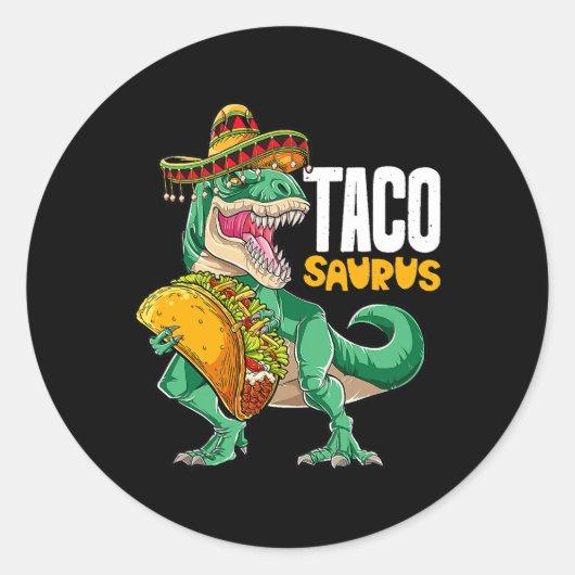 Tacosaurus Shirt Taco Cinco de Mayo Dinosaur T Rex Ronde Sticker (Voorkant)