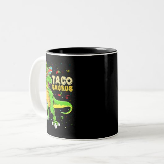 Tacosaurus Shirt Taco Cinco de Mayo Kinder Boys Di Tweekleurige Koffiemok (Voorkant links)