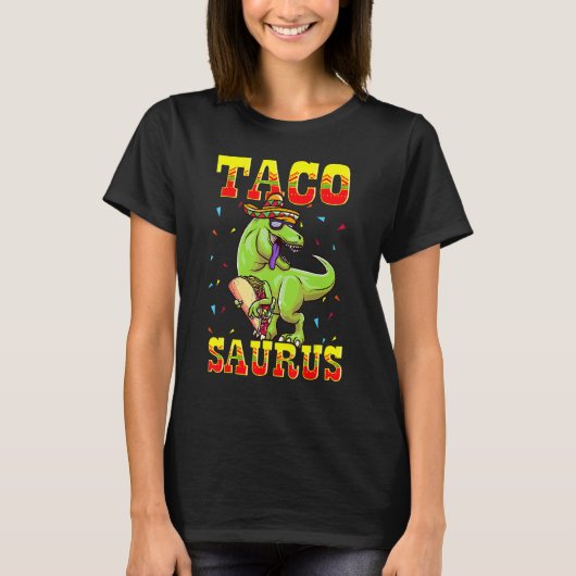 Tacosaurus T-Rex Tyrannosaurus Dinosaur Taco Somb T-shirt (Voorkant)