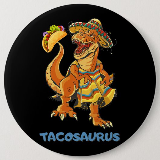 Tacosaurus Taco Cinco de Mayo Kinder Jongens Dinos Ronde Button 6,0 Cm (Voorkant)