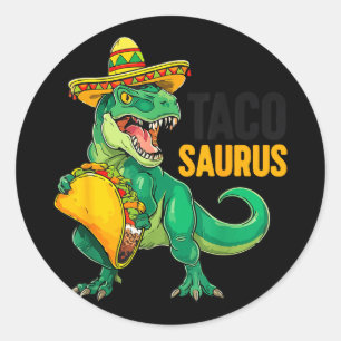 Tacosaurus taco dino grappig cinco mayo peuter jon ronde sticker