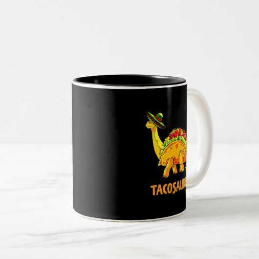 Tacosaurus Taco Dinosaur Fiesta Cinco De Mayo Funn Tweekleurige Koffiemok (Voorkant rechts)