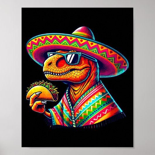 Tacosaurus taco dinosaurus cinco de mayo Mexicaans Poster (Voorkant)