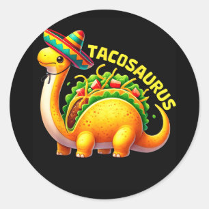 Tacosaurus taco dinosaurus dino cinco de mayo ronde sticker