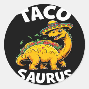 Tacosaurus taco dinosaurus dino grappig cinco de m ronde sticker