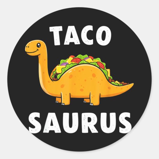 Tacosaurus taco dinosaurus t rex grappig cinco de ronde sticker (Voorkant)