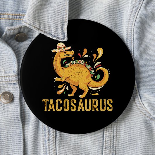 Tacosaurus Taco Saurus Dinosaur Mexicaans Cinco de Ronde Button 6,0 Cm (In situ)
