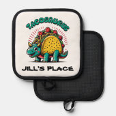 Tacosaurus Triceratops Grappige Cartoon Pannenlap (Voorkant / Achterkant)